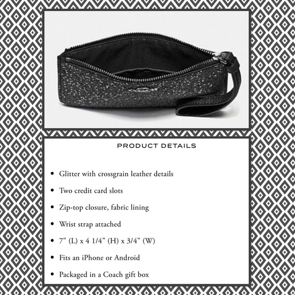 Authentic Coach black star glitter medium wristlet - Picture 3 of 3